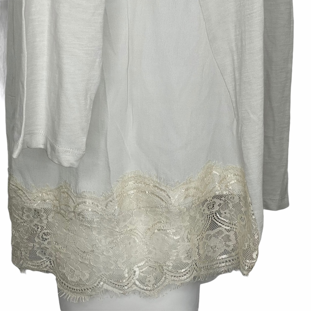 LOGO Lori Goldstein Gray Lace Cotton Tunic XS New - Picture 4 of 5